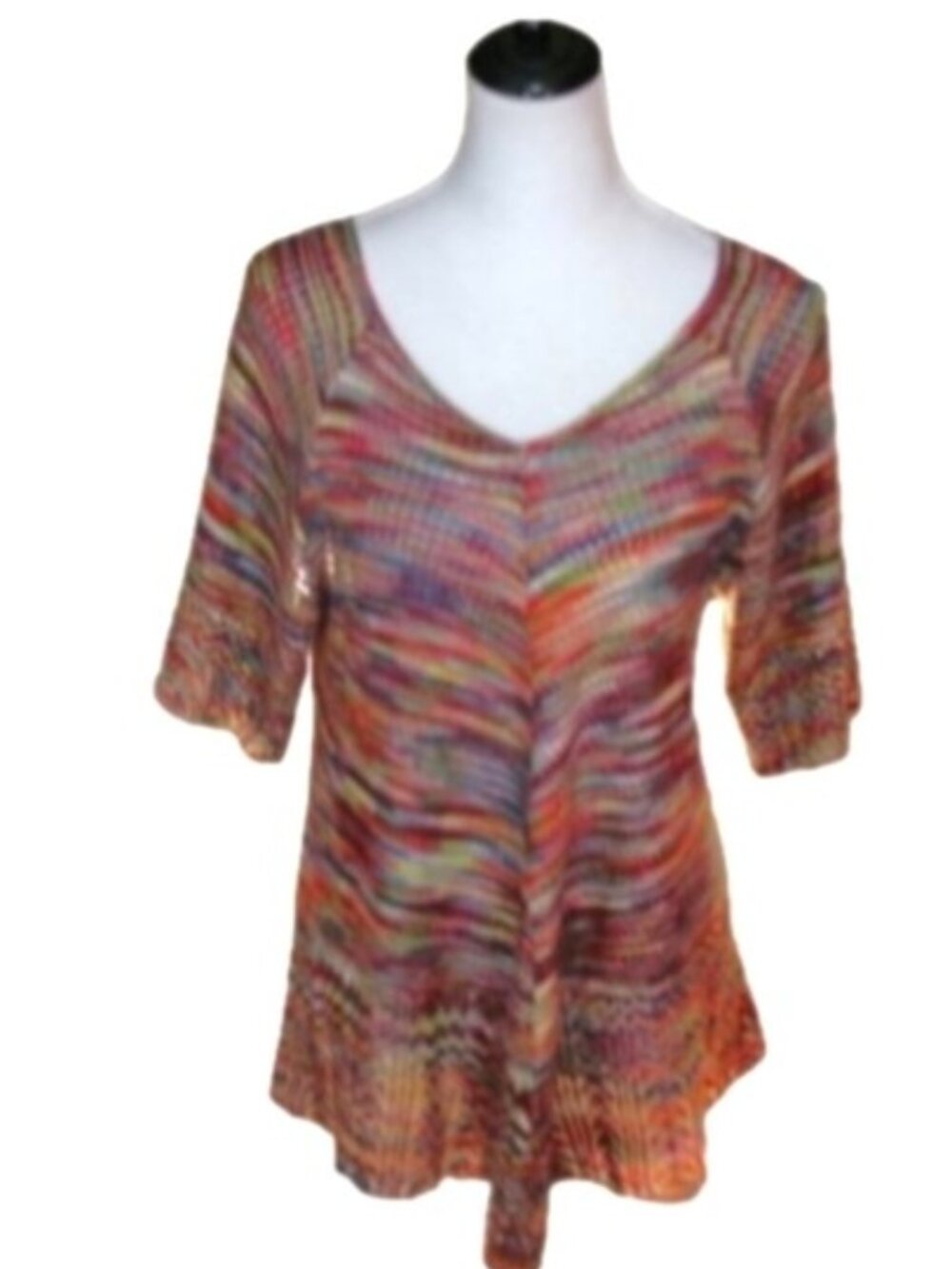 FADED Glory Multi-color Boho Short Sleeve Lightweight Sweater Size Large